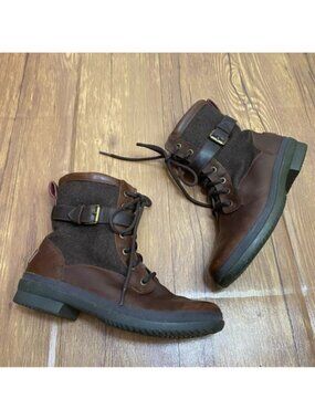 UGG Kesey Waterproof Brown Leather Lace‎ Up Winter Boots Women Size 7.5